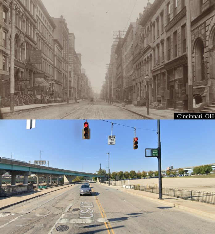 Before/after of 3rd and Central Streets, Cincinnati, OH